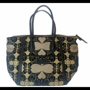 Mushmina Woven Pattern & Leather Tote Bag